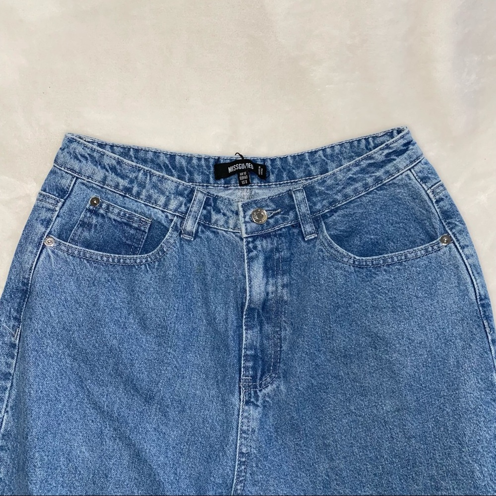 HIGH WAISTED CUFFED DENIM MOM JEANS - Picture 2 of 8